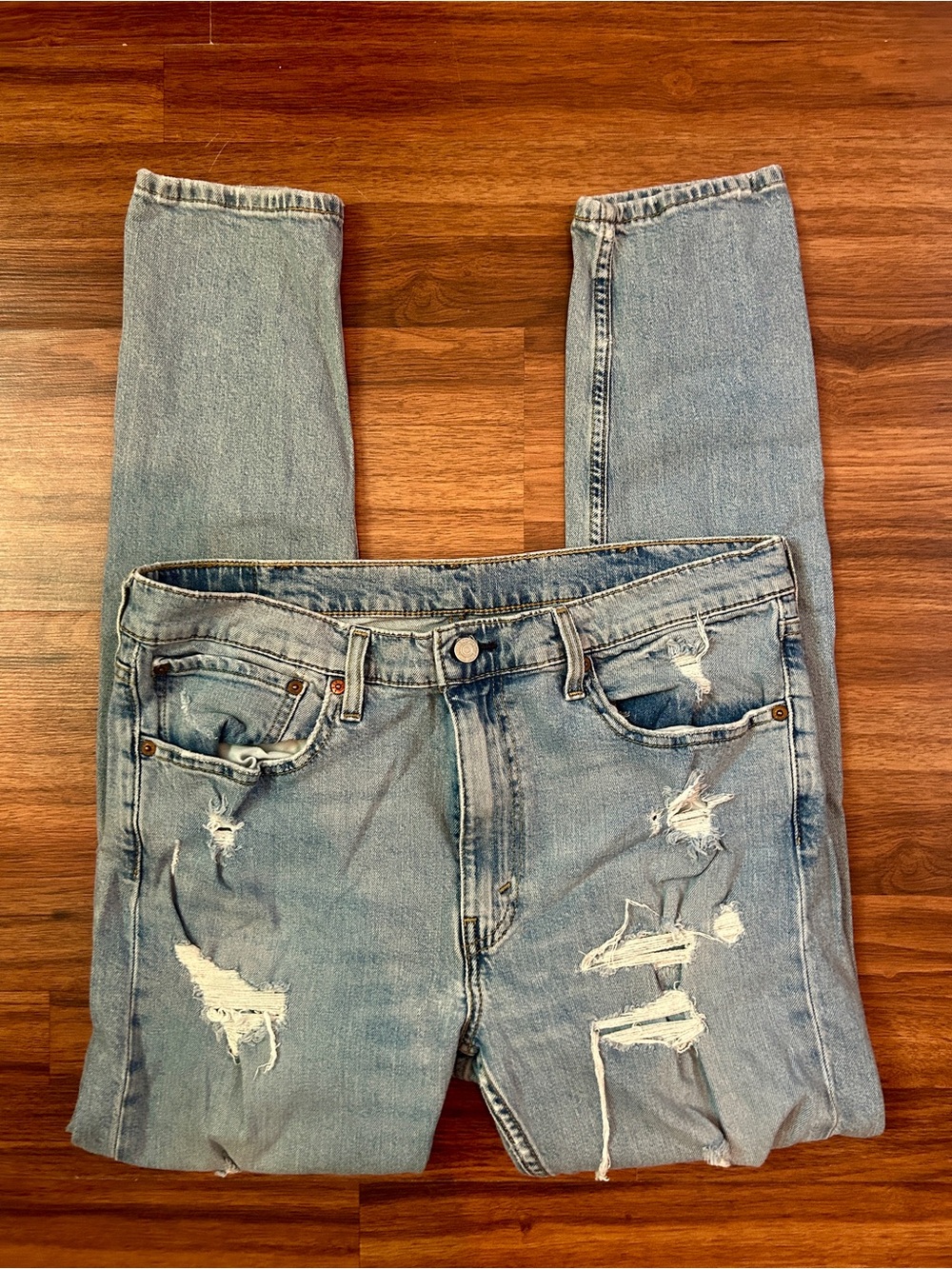 Levi's Distressed Straight Leg Jeans